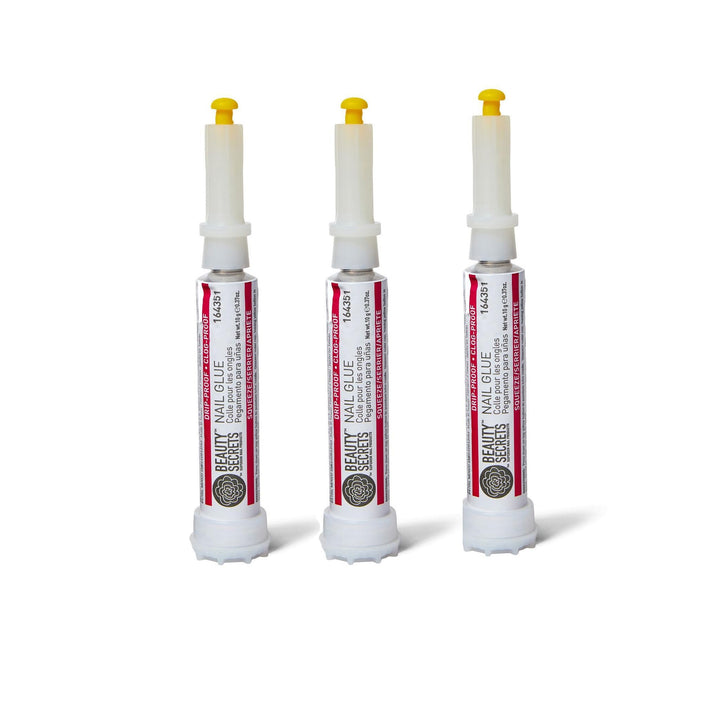 Beauty Secrets front packaging showing three compact glue tubes for reliable bonding