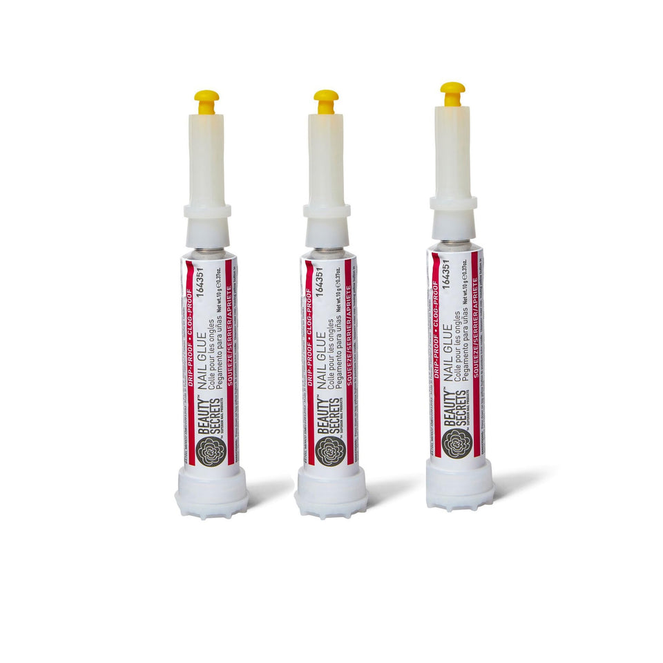 Beauty Secrets front packaging showing three compact glue tubes for reliable bonding