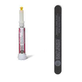 Beauty Secrets glue front packaging showing compact bottle and tidy design benefit
