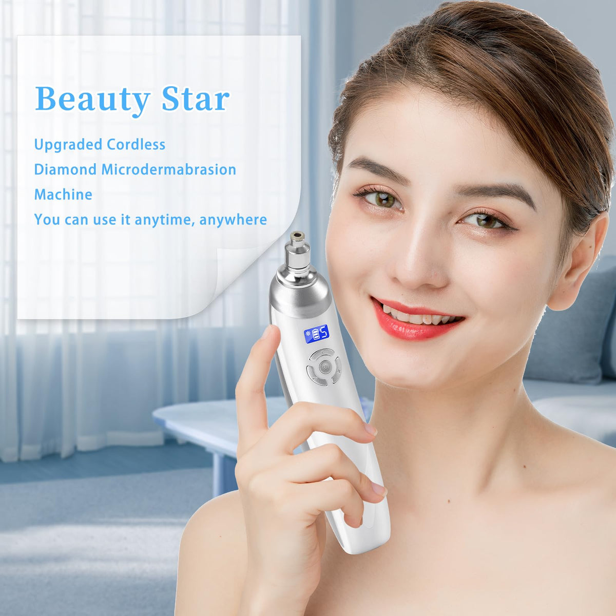 Beauty Star on bathroom vanity showing at-home spa convenience benefit