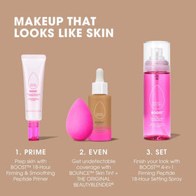 beautyblender in a clutch portraying travel-ready longwear benefit