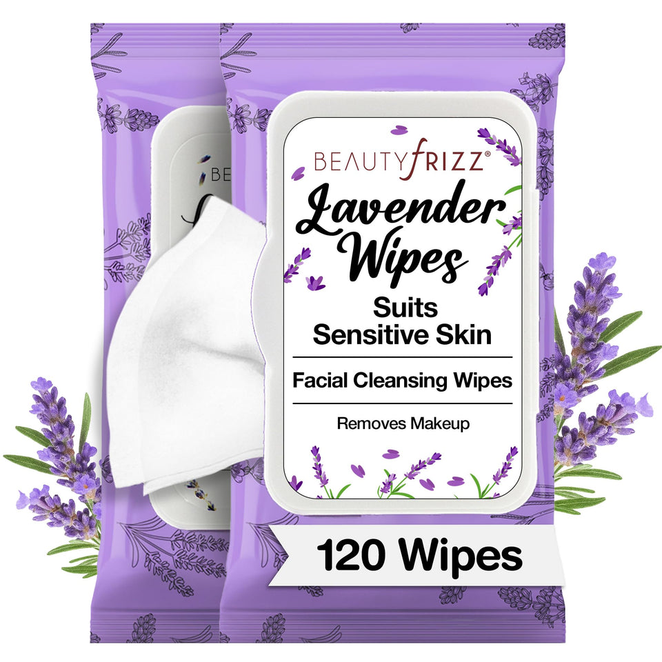 BEAUTYfRIZZ front pack shows lavender scent and 120 wipes, convenient for travel