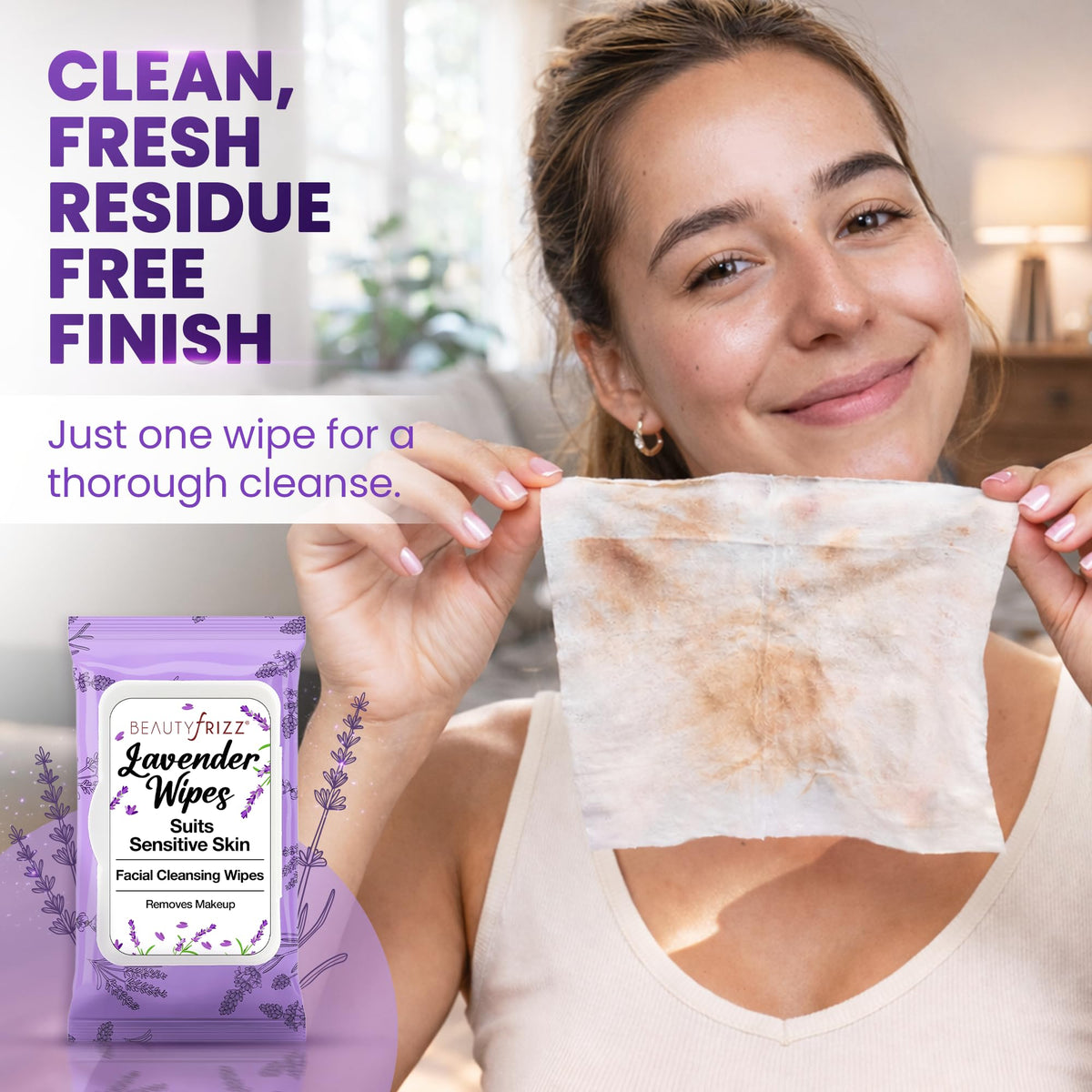 BEAUTYfRIZZ wipe removing waterproof mascara in one swipe for quick makeup removal