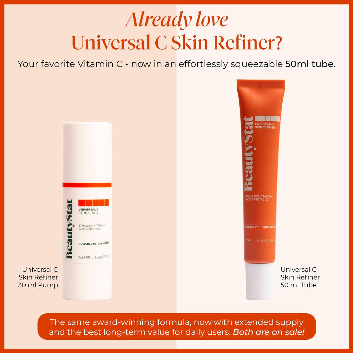BeautyStat tube close-up with cap off highlighting dispensing and hygienic design