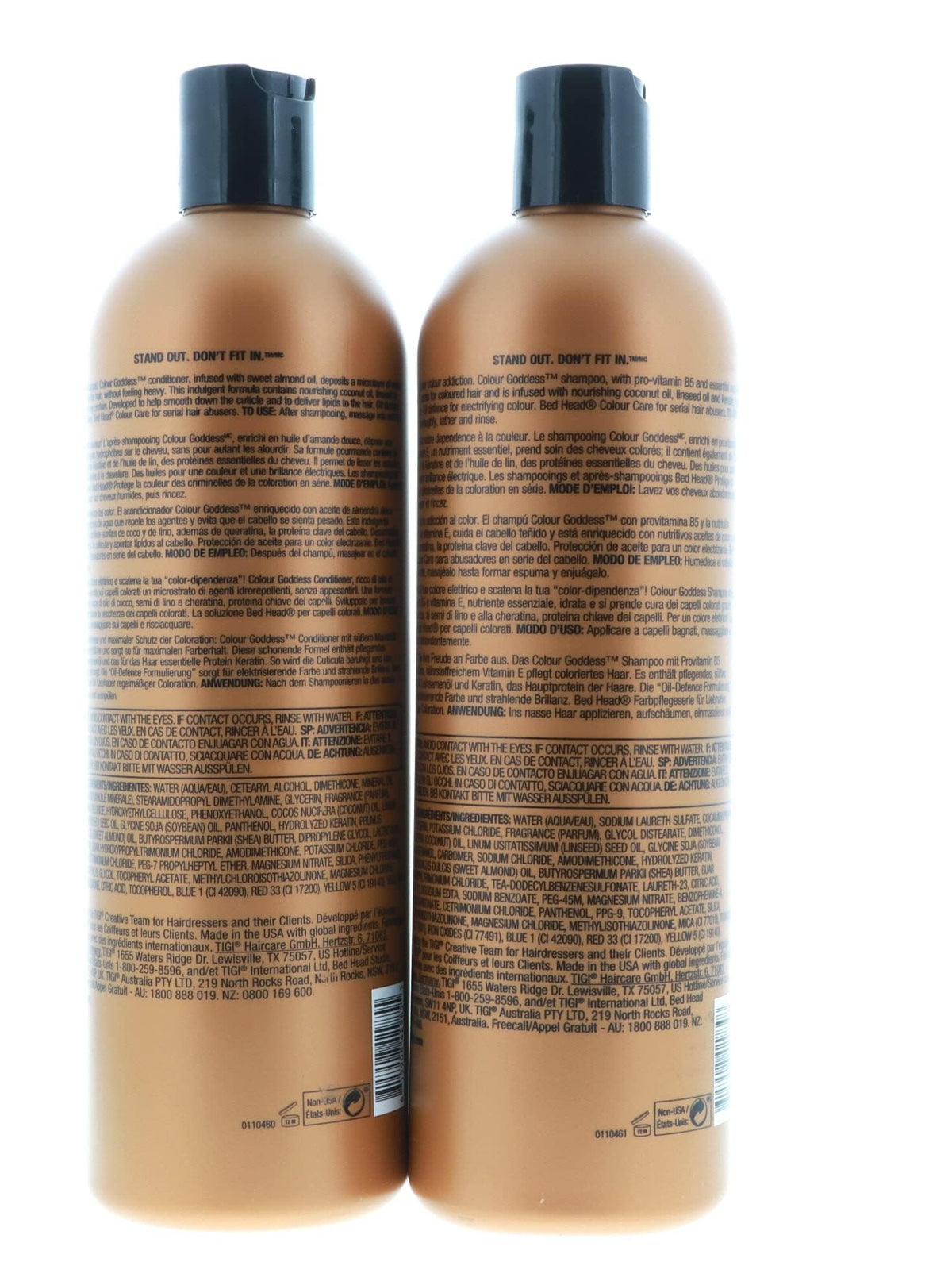 Bed Head Color Goddess conditioner applied to hair ends showing detangling benefit