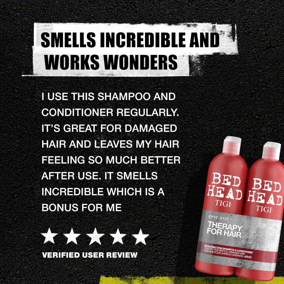 Bed Head bottles displayed on bathroom shelf for everyday routine
