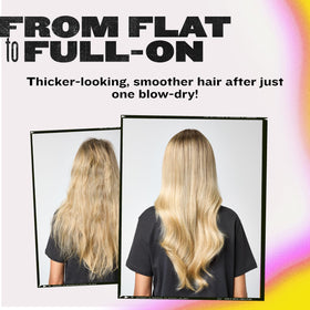 Bed Head before and after hair style showing added volume and smoother finish
