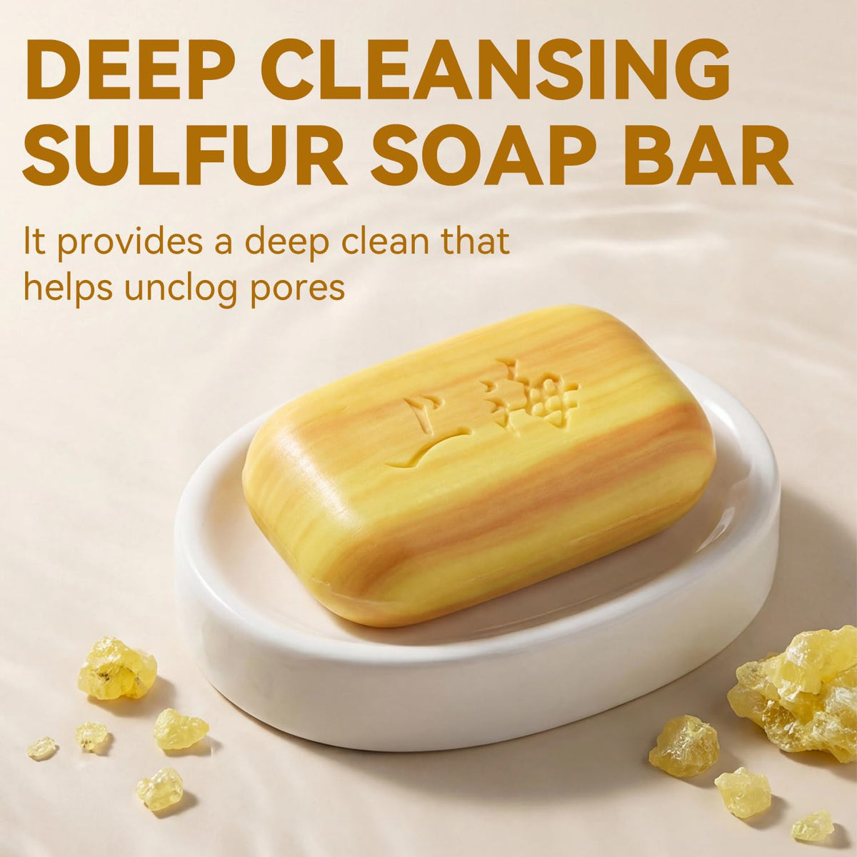 Bee & Flower bar close-up showing smooth yellow-orange texture and cleansing power
