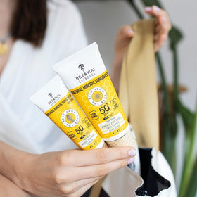 BEE & YOU applied on cheek clear finish illustrating non-greasy protection