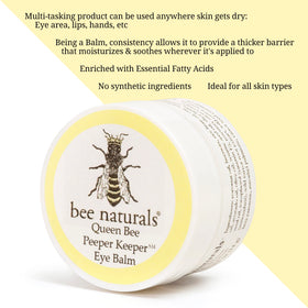 Bee Naturals applying balm to under-eye with fingertip for de-puffing