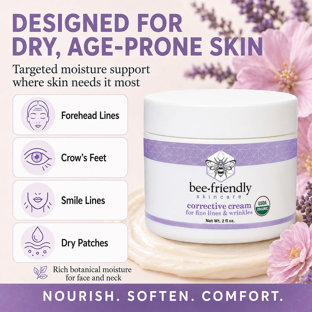 BeeFriendly application on hand demonstrating easy spreadability and immediate hydration benefit