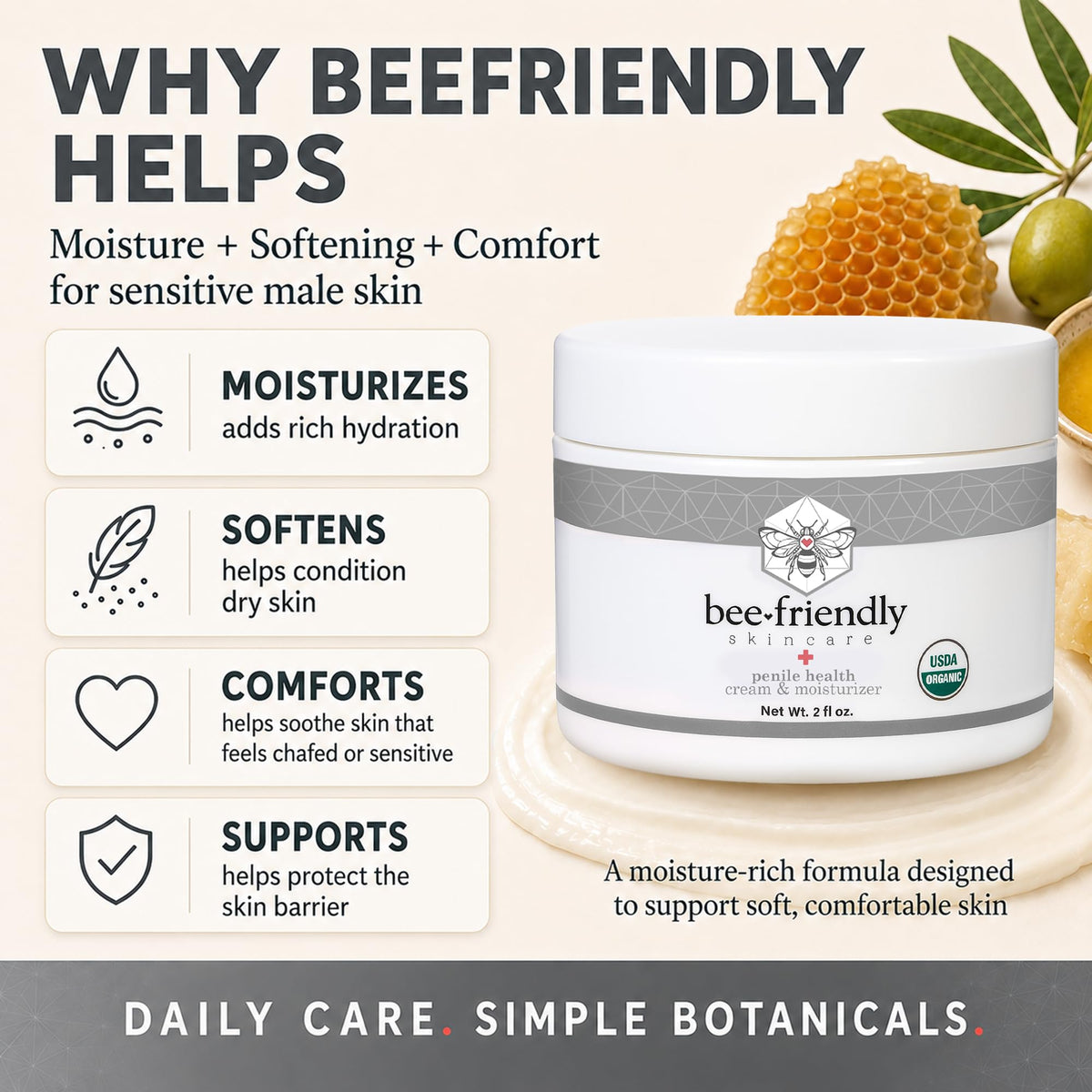 BeeFriendly applying cream to hand demonstrating easy spreadability and absorption