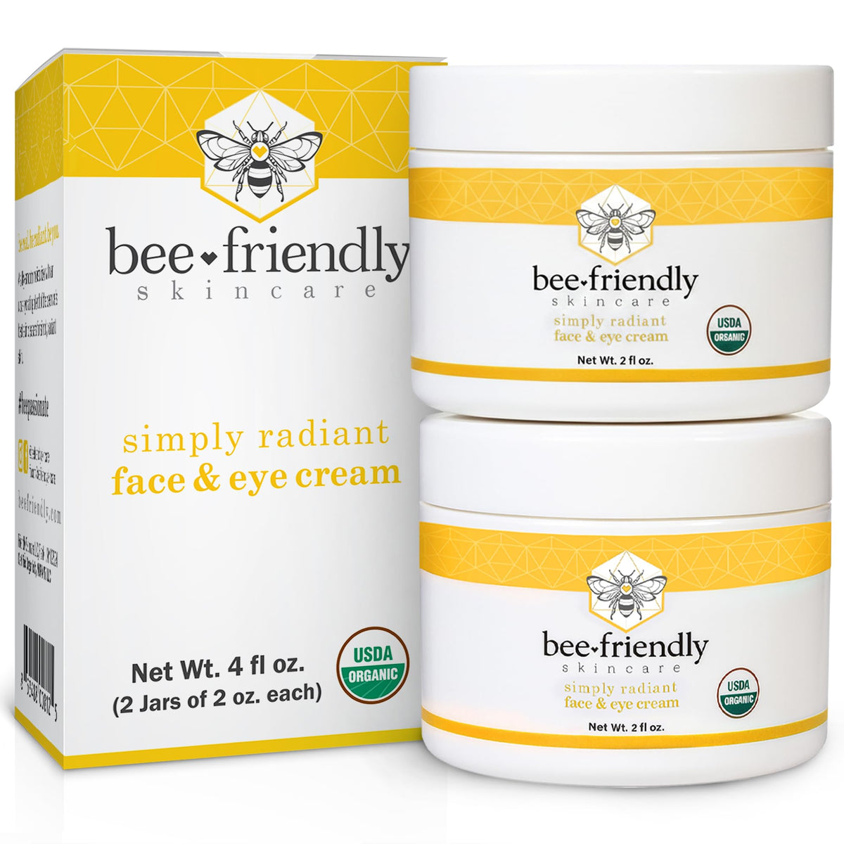 BeeFriendly front jar view showcasing packaging and organic moisturizer benefits