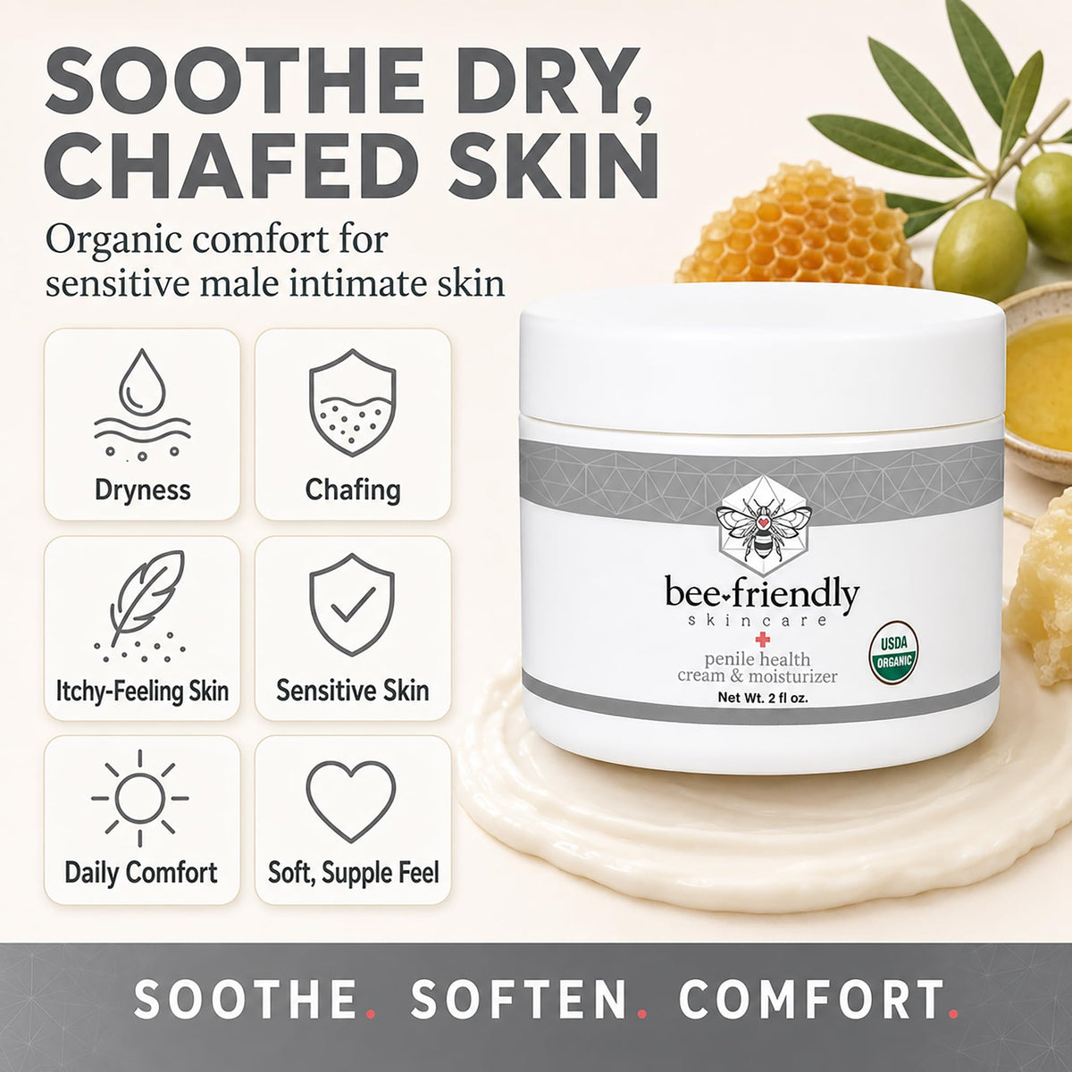 BeeFriendly beeswax and pollen close-up showing natural barrier-supporting ingredients