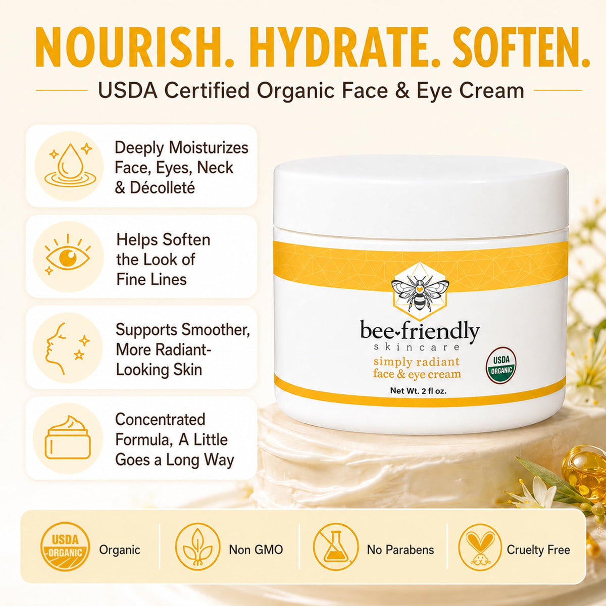 BeeFriendly raw honey and propolis ingredients highlighting natural nourishment