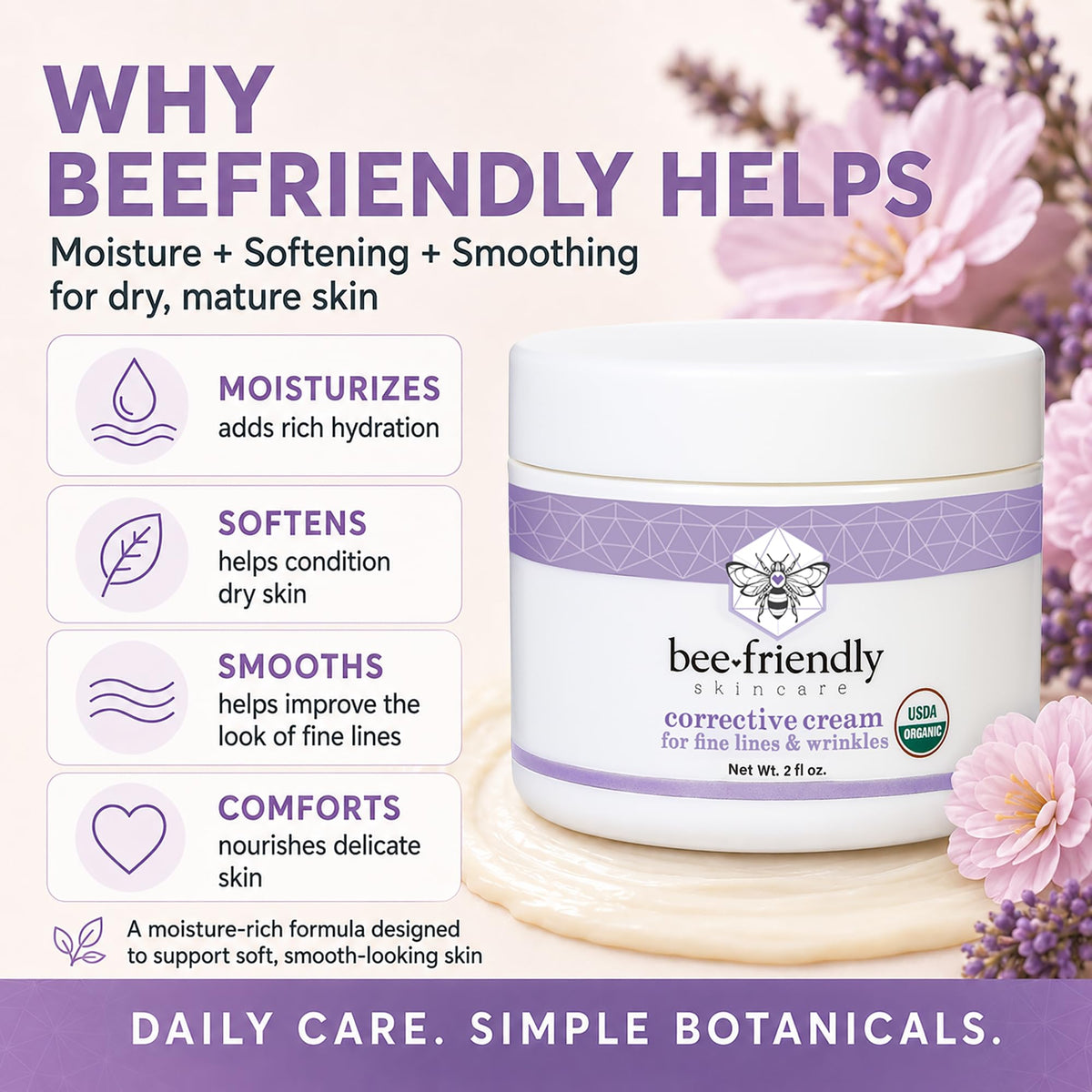 BeeFriendly label detail spotlighting USDA organic certification and clean ingredient benefit