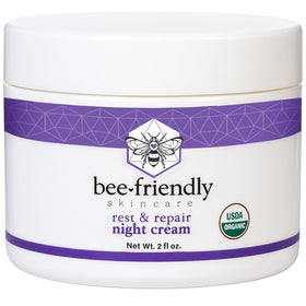 BeeFriendly jar front view showing organic night cream and clean packaging benefit