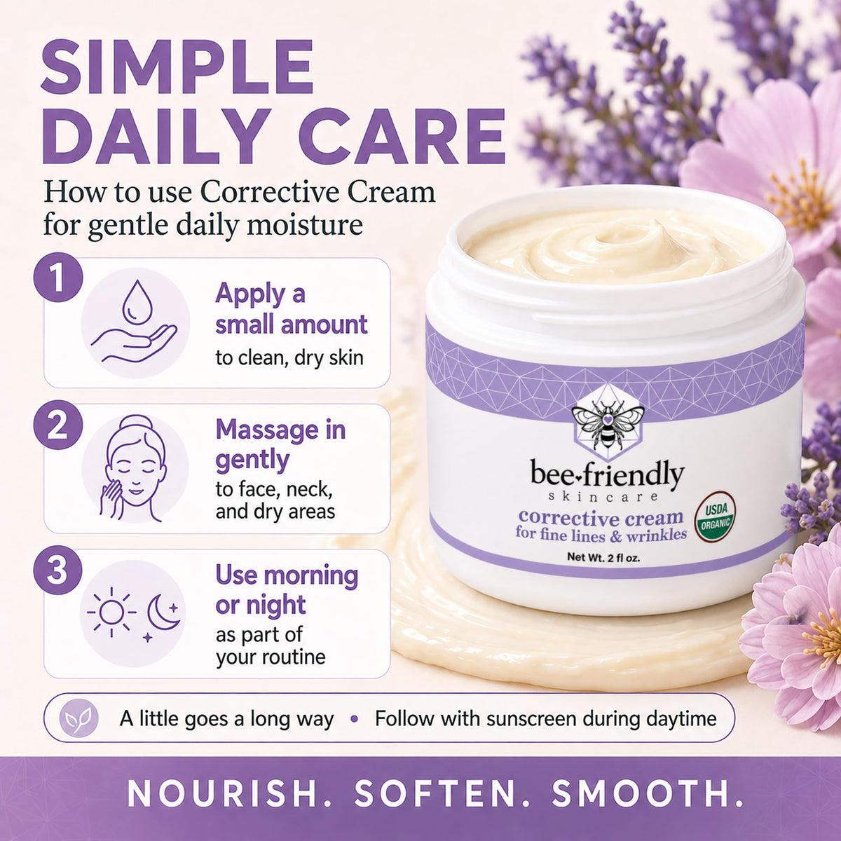 BeeFriendly lifestyle nightstand shot showing evening routine use for overnight renewal