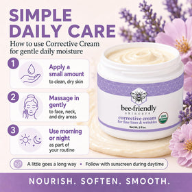 BeeFriendly lifestyle nightstand shot showing evening routine use for overnight renewal