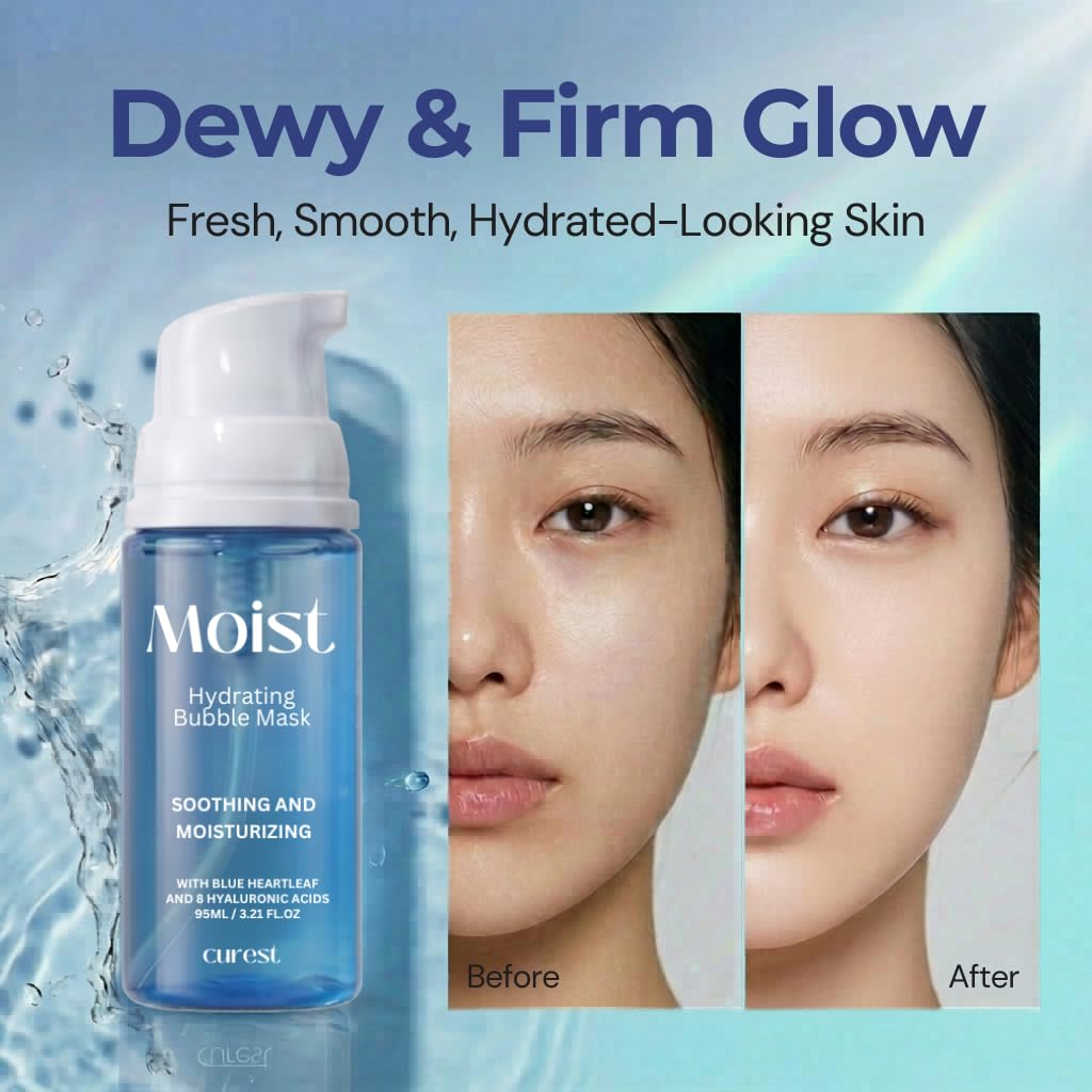 Beejong mask before and after on skin, shows smoother makeup base