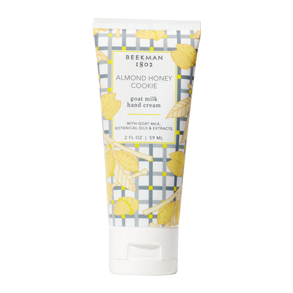 Beekman 1802 front packaging showing almond honey cookie scent and travel size