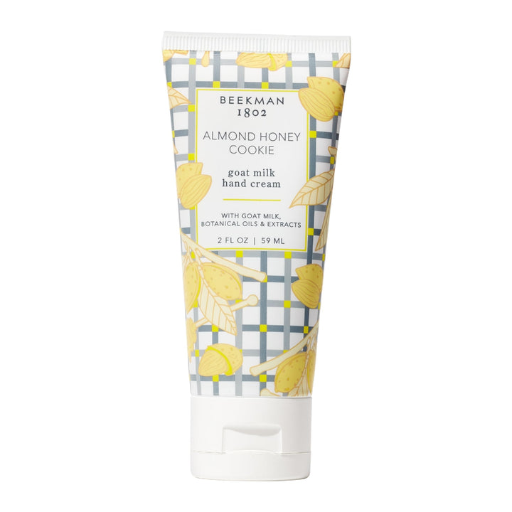 Beekman 1802 front packaging showing almond honey cookie scent and travel size