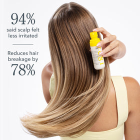 Beekman 1802 before and after frizz control showing smoother, shinier hair with reduced flyaways