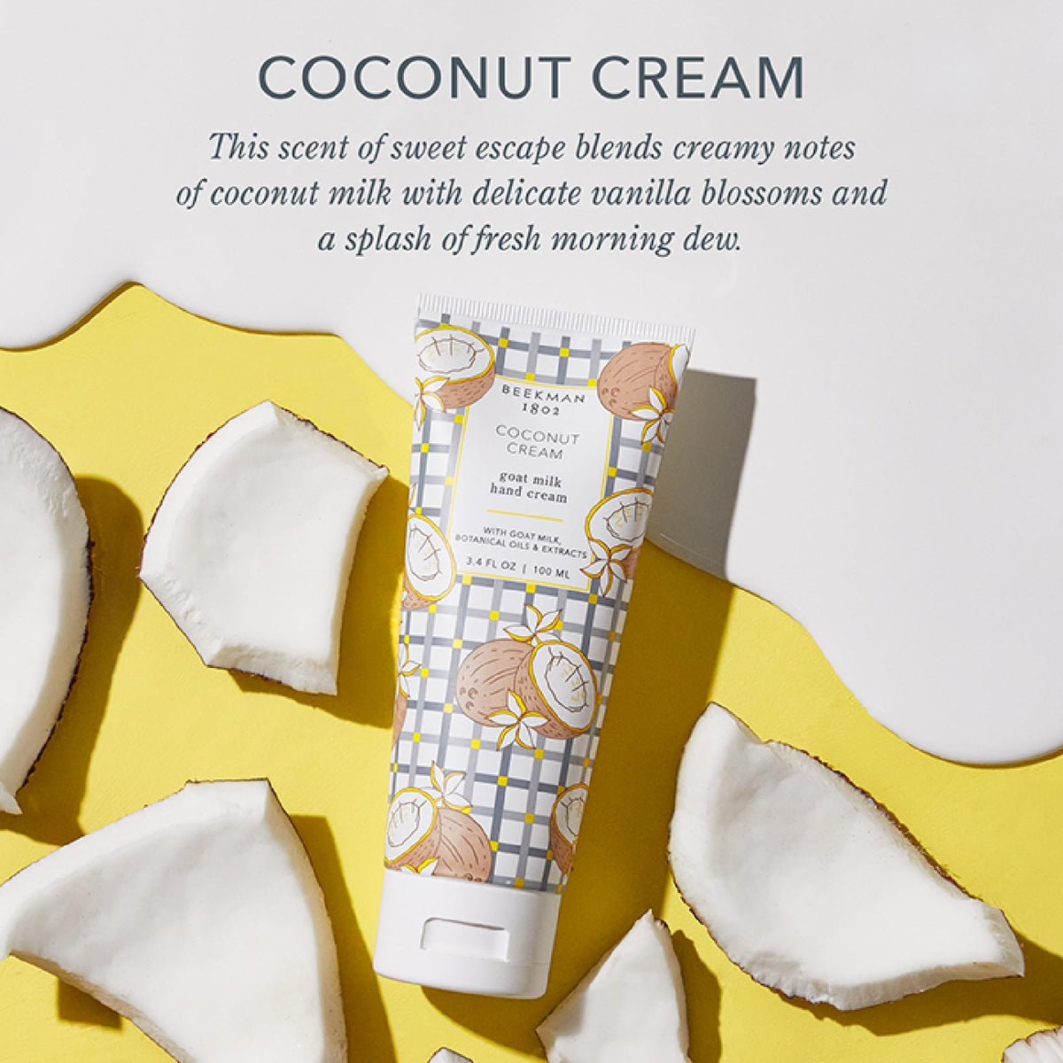 Beekman 1802 close-up texture of lotion, lightweight non-greasy finish benefit