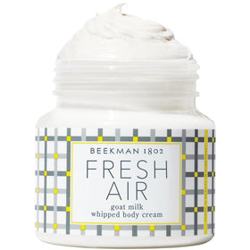 Beekman 1802 jar front view showing packaging and Fresh Air scent benefit