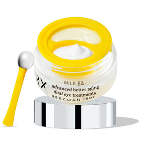 Beekman 1802 front packaging of dual eye treatments showing set and benefits