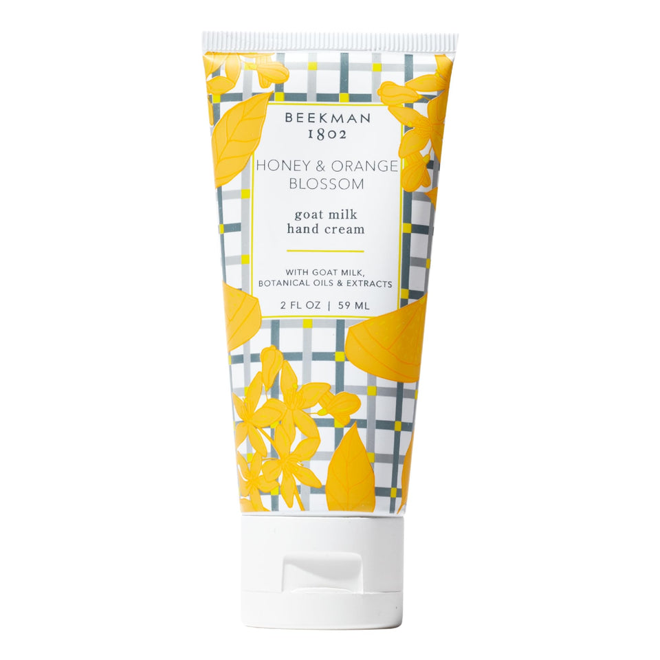 Beekman 1802 front packaging showing honey orange blossom scent and travel size benefit