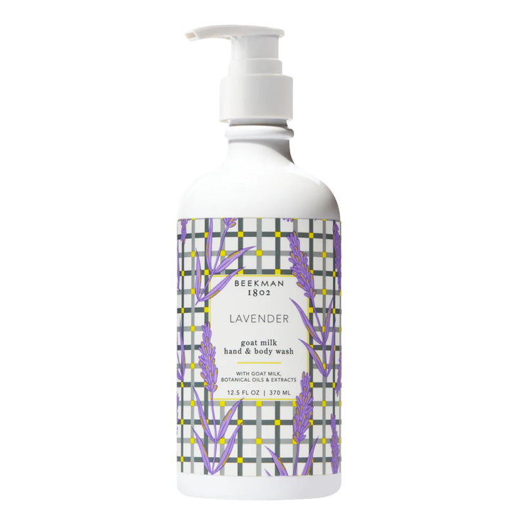Beekman 1802 front bottle showing lavender scent and gentle cleansing benefits