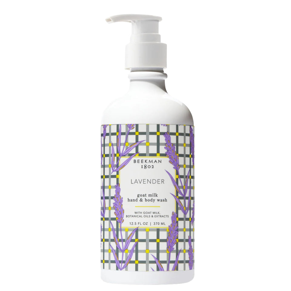 Beekman 1802 front bottle showing lavender scent and gentle cleansing benefits