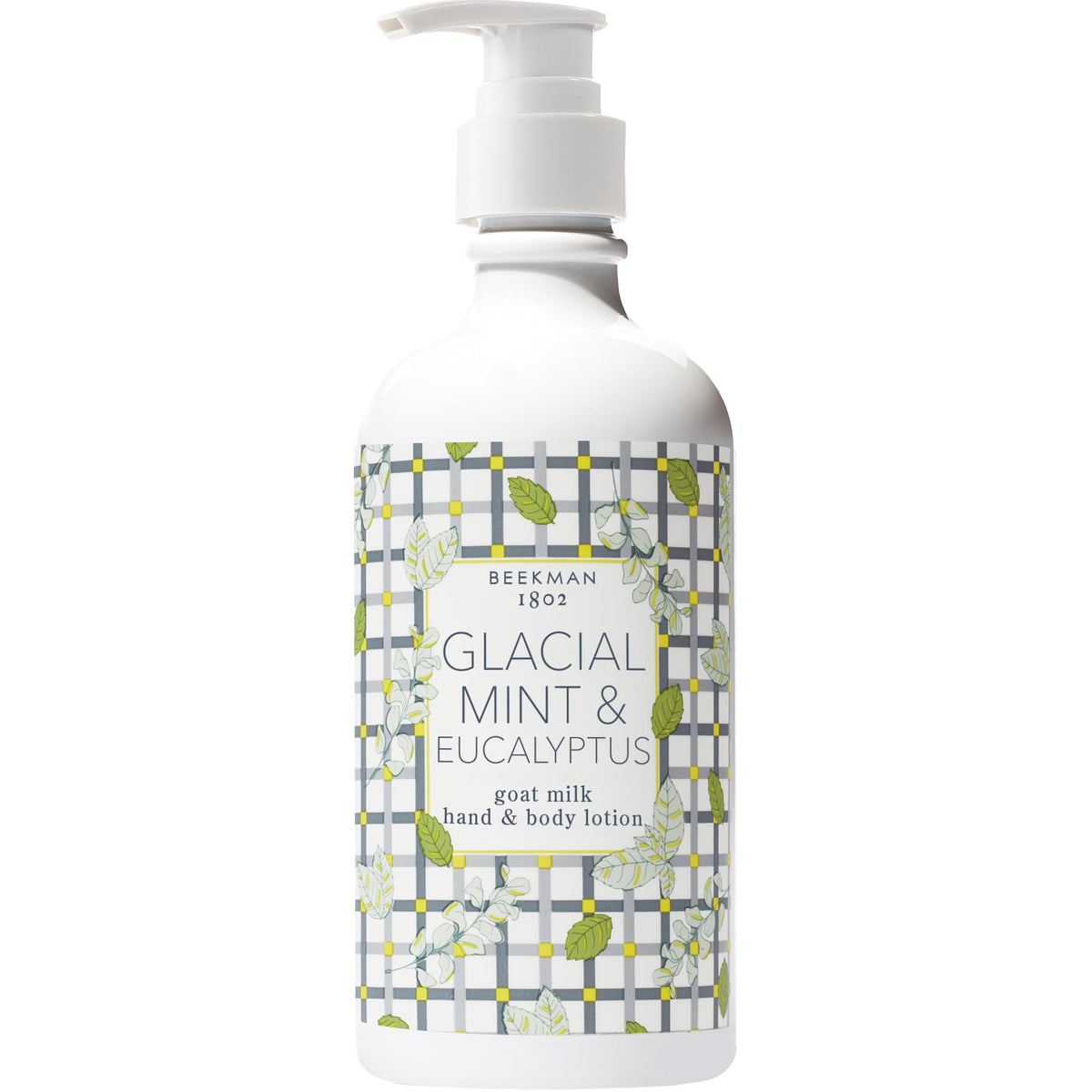 Beekman 1802 front packaging showing glacial mint eucalyptus and pump