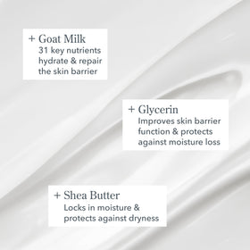 Beekman 1802 cream texture close-up showing smooth, fast-absorbing finish