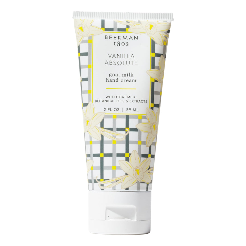 Beekman 1802 front packaging showing 2 oz hand cream, clear moisturizing benefits