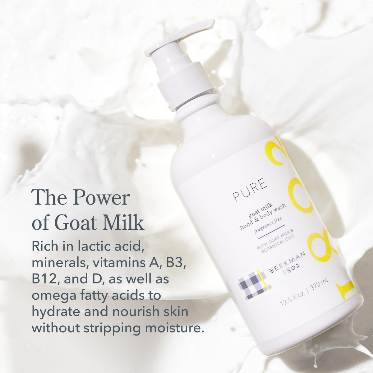 Beekman 1802 being used to wash hands demonstrating gentle cleansing benefit