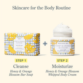 Beekman 1802 jar staged in bathroom lifestyle scene demonstrating daily ritual benefit