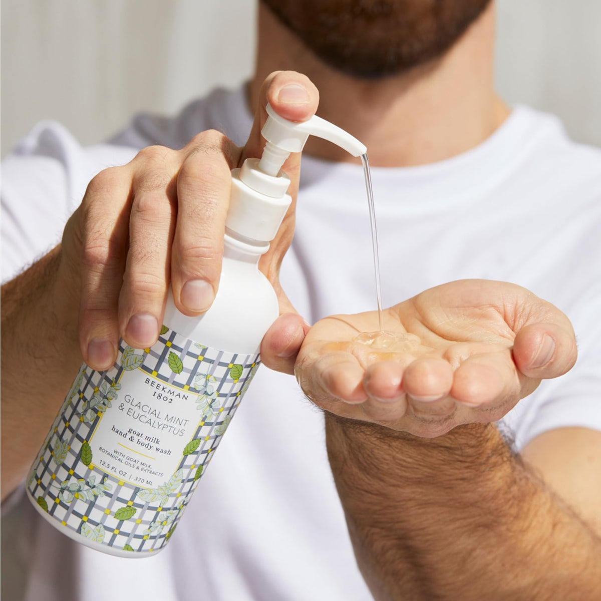 Beekman 1802 label close-up highlighting goat milk and aloe benefits