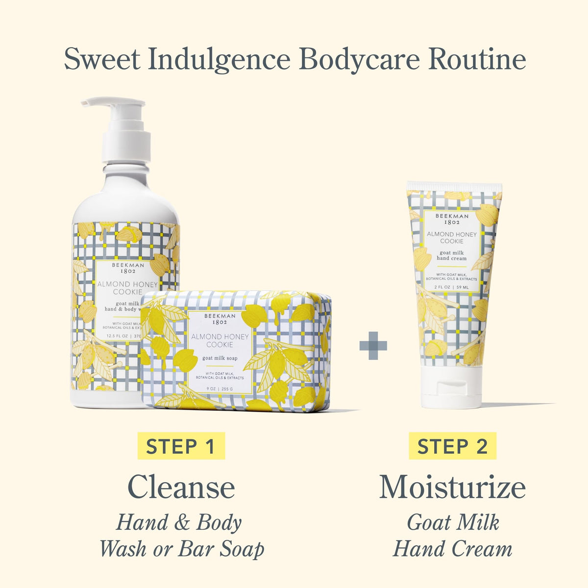 Beekman 1802 hand cream in a bag and on desk conveying everyday portability