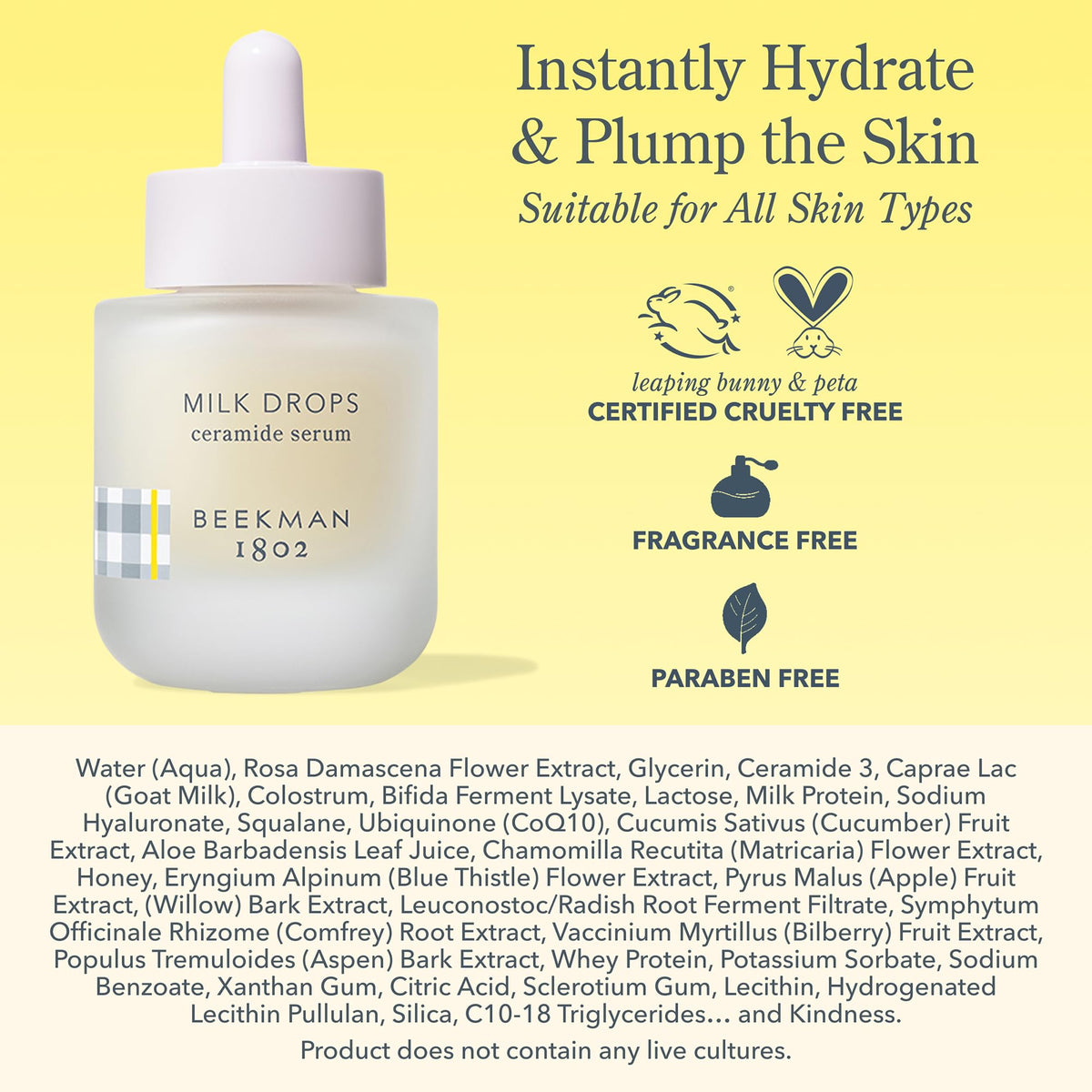 Beekman 1802 bottle styled with natural elements showing gentle formulation benefit
