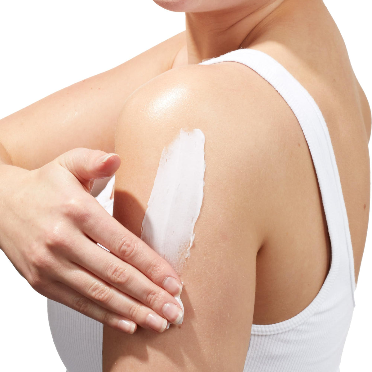 Beekman 1802 cream on palm demonstrating easy spreadability