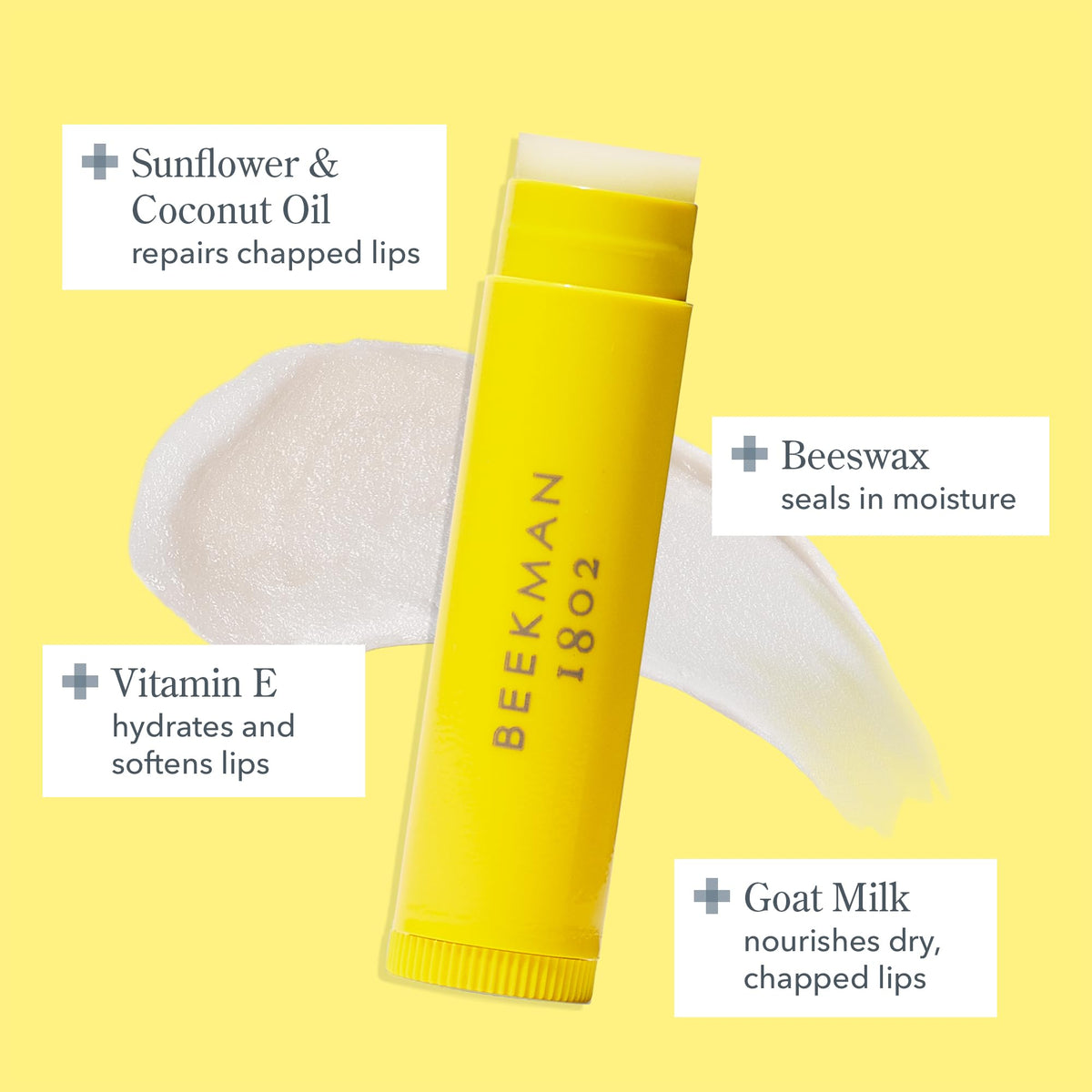 Beekman 1802 product label ingredients closeup highlighting clean formulation benefit