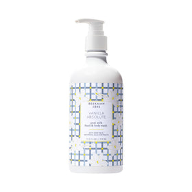 Beekman 1802 bottle front packaging showing vanilla scent and calming benefits