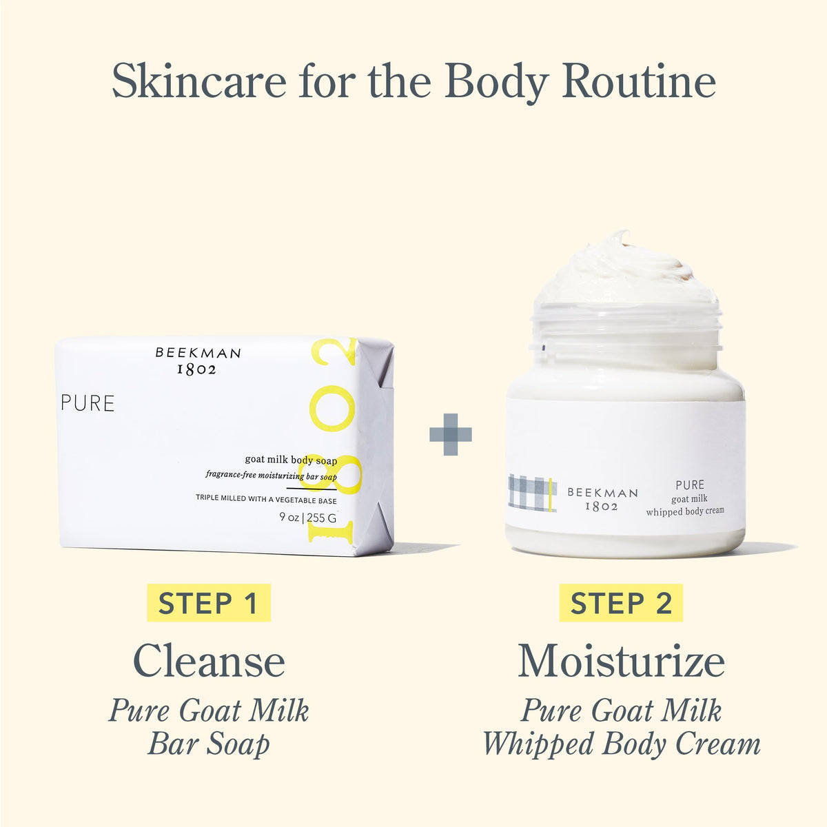 Beekman 1802 lifestyle shot in bathroom promoting gentle self-care