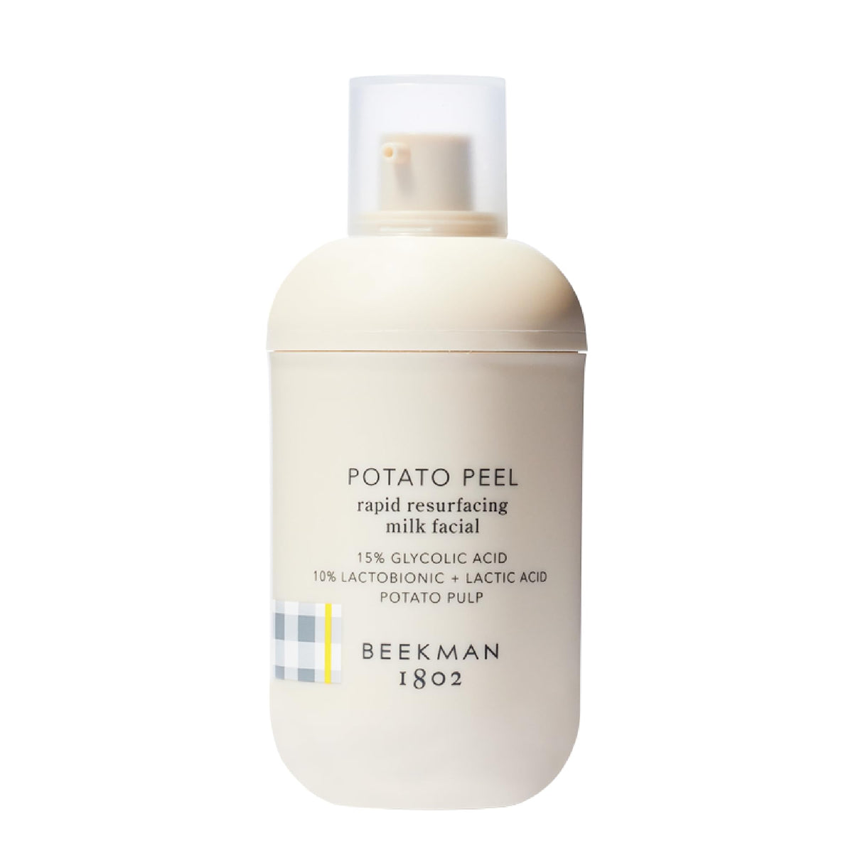 Beekman 1802 front bottle shot showing fragrance-free peel and size benefit