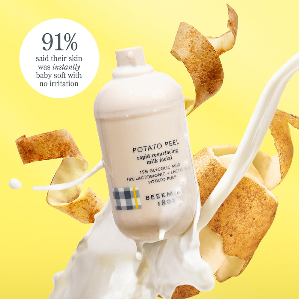 Beekman 1802 label close-up focusing on ingredient list and clean formulation benefit