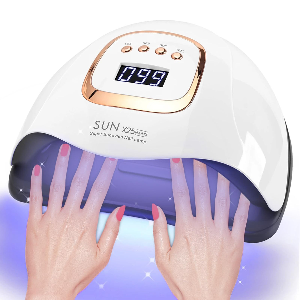 BEENLE front view of nail lamp showing shape and opening, fast curing benefit
