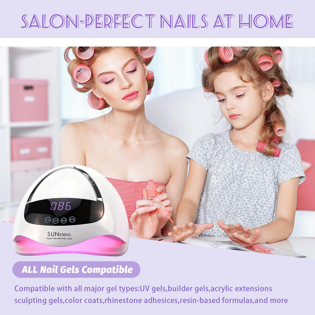 BEENLE lamp on salon table with manicure tools indicating professional setup