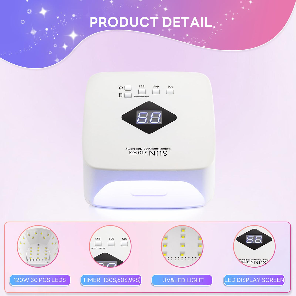 BEENLE S10 close-up of 30 LED array providing even curing coverage